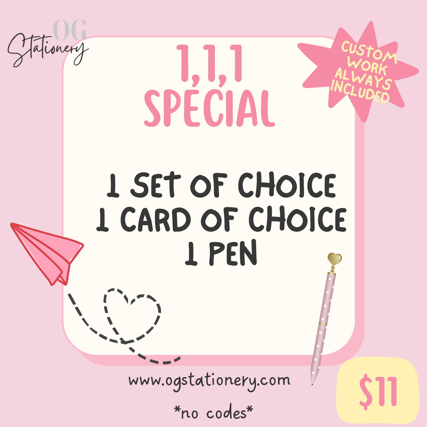 1,1,1 for $11 Special