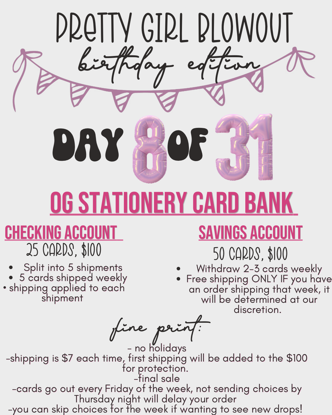 Pretty Girl Blowout (Birthday Edition - Day 8)