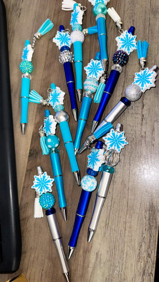 Snowflake beaded pen (ready to ship)