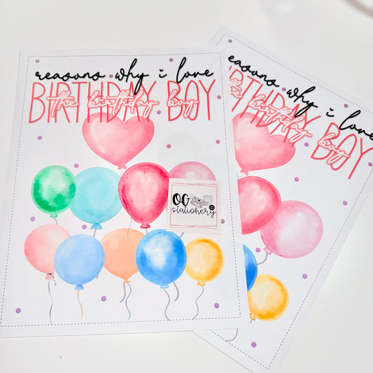 Birthday Activity #1 (balloon wishes)